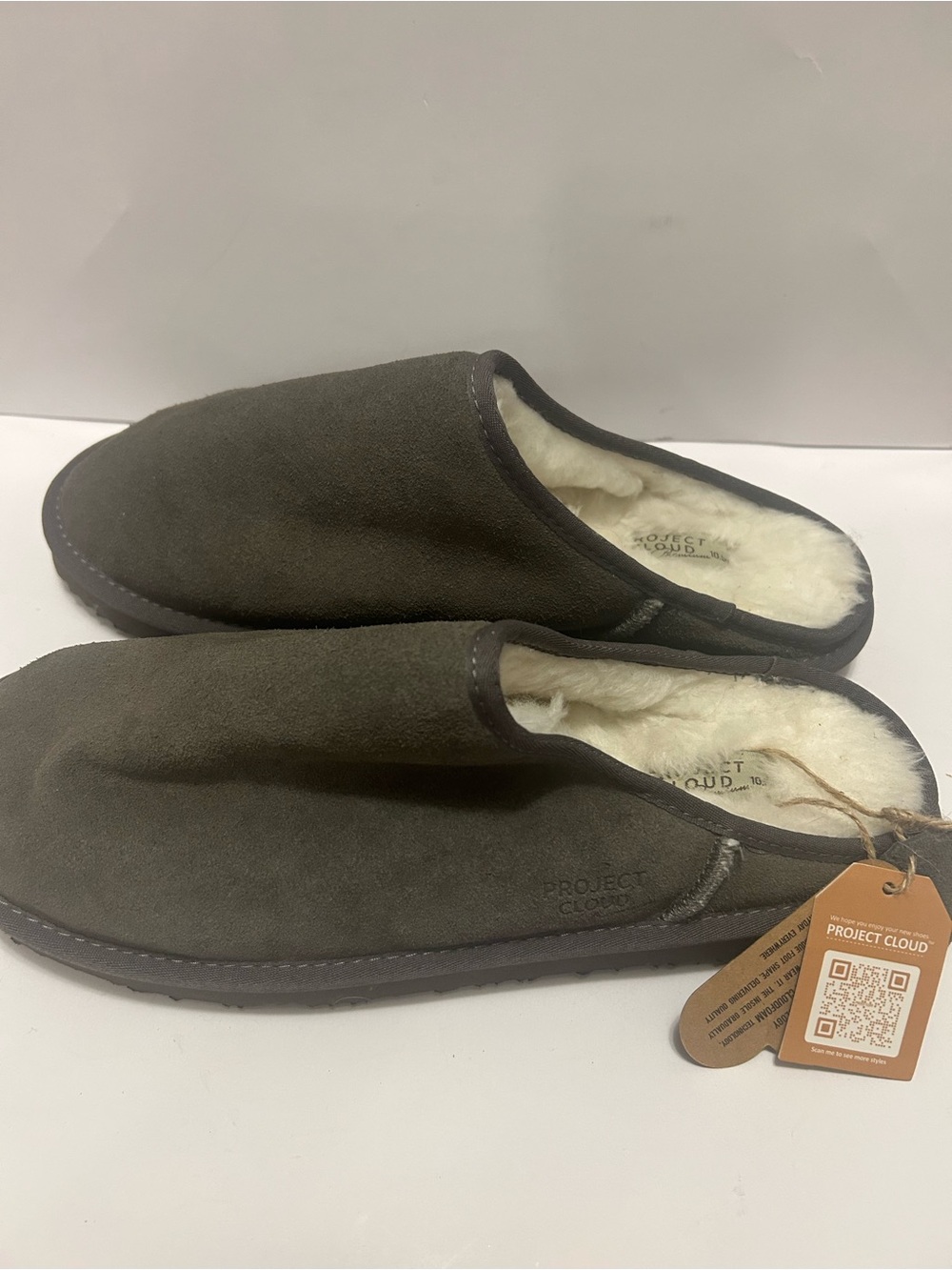 Project Cloud Men's Premium Suede Slippers Size 10.5 Dark Gray